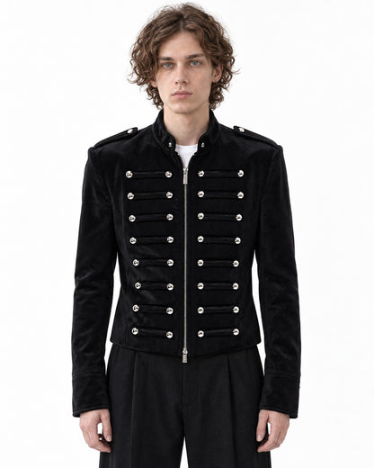 Cropped Button-Row Military Jacket