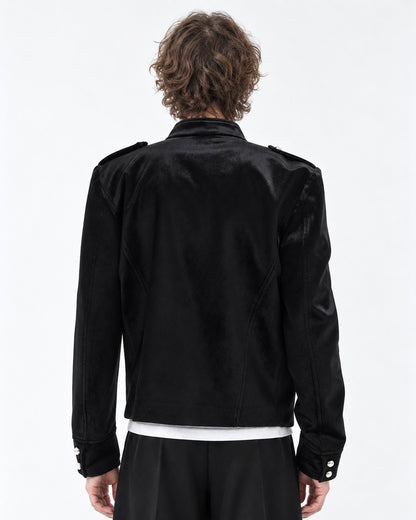 Cropped Button-Row Military Jacket