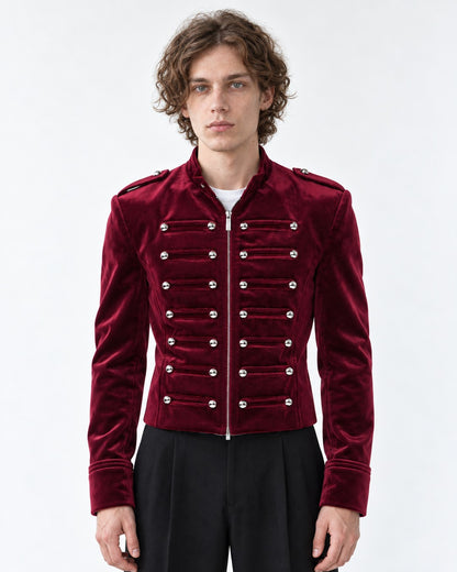 Cropped Button-Row Military Jacket