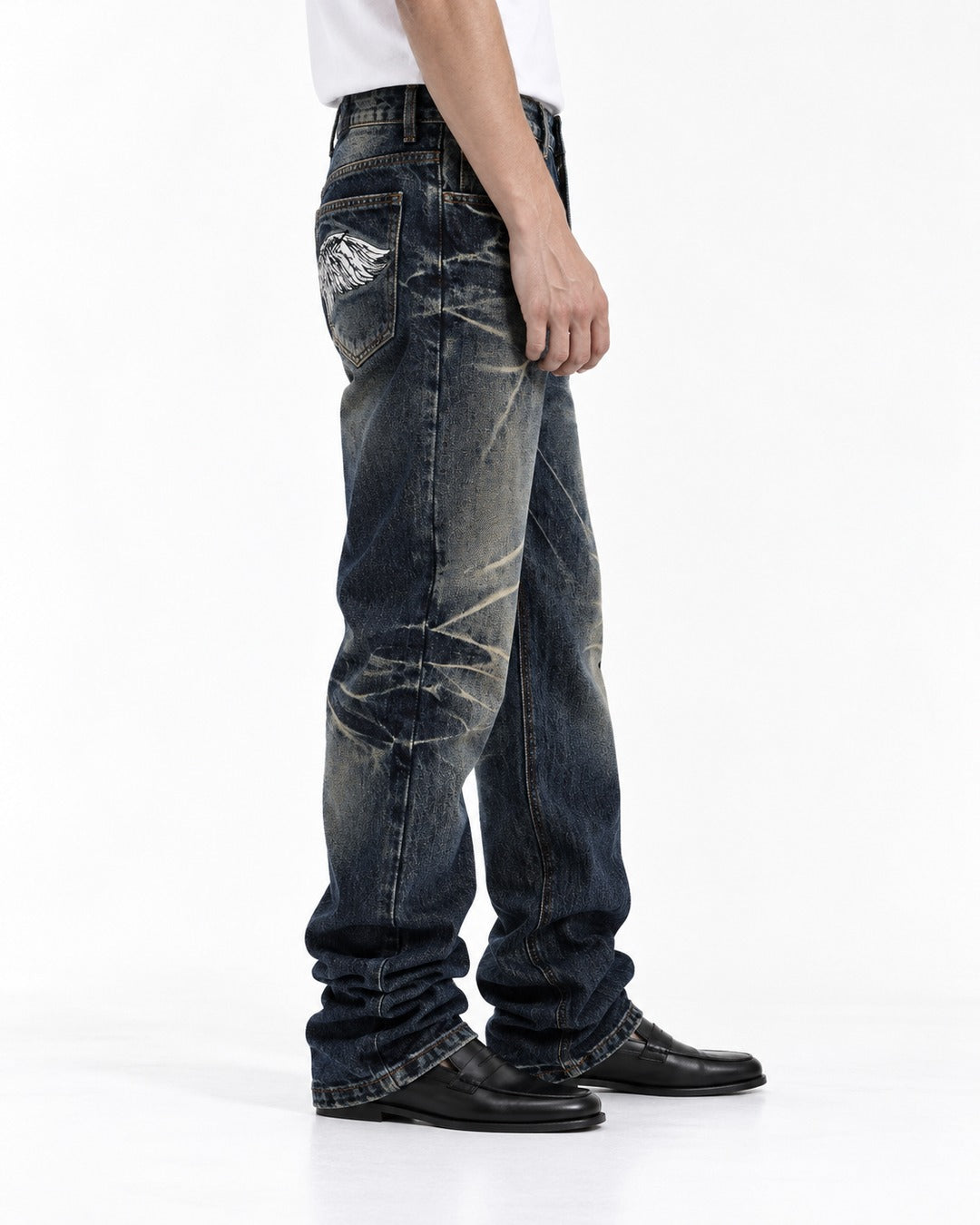 Embroidered Distressed Jeans