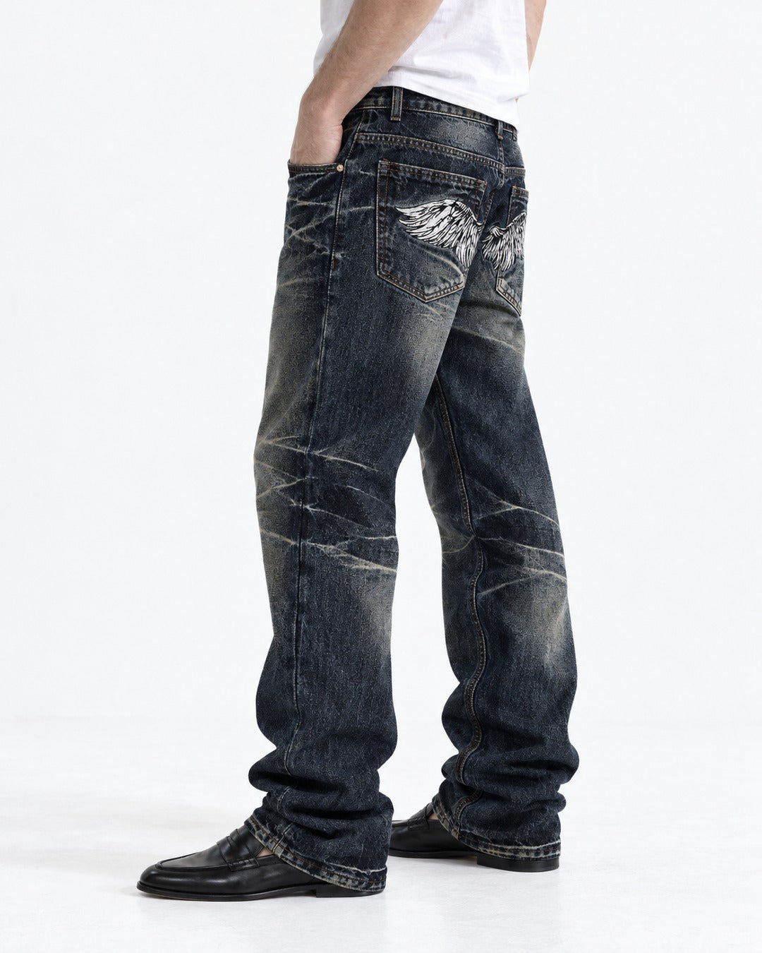 Embroidered Distressed Jeans