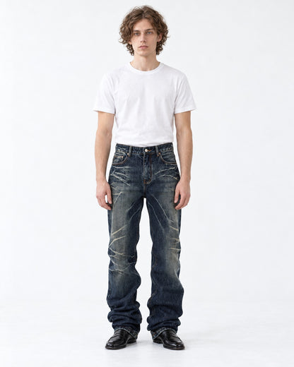Embroidered Distressed Jeans