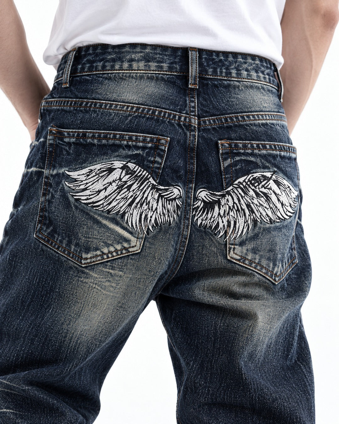 Embroidered Distressed Jeans