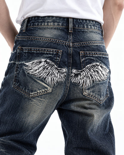 Embroidered Distressed Jeans