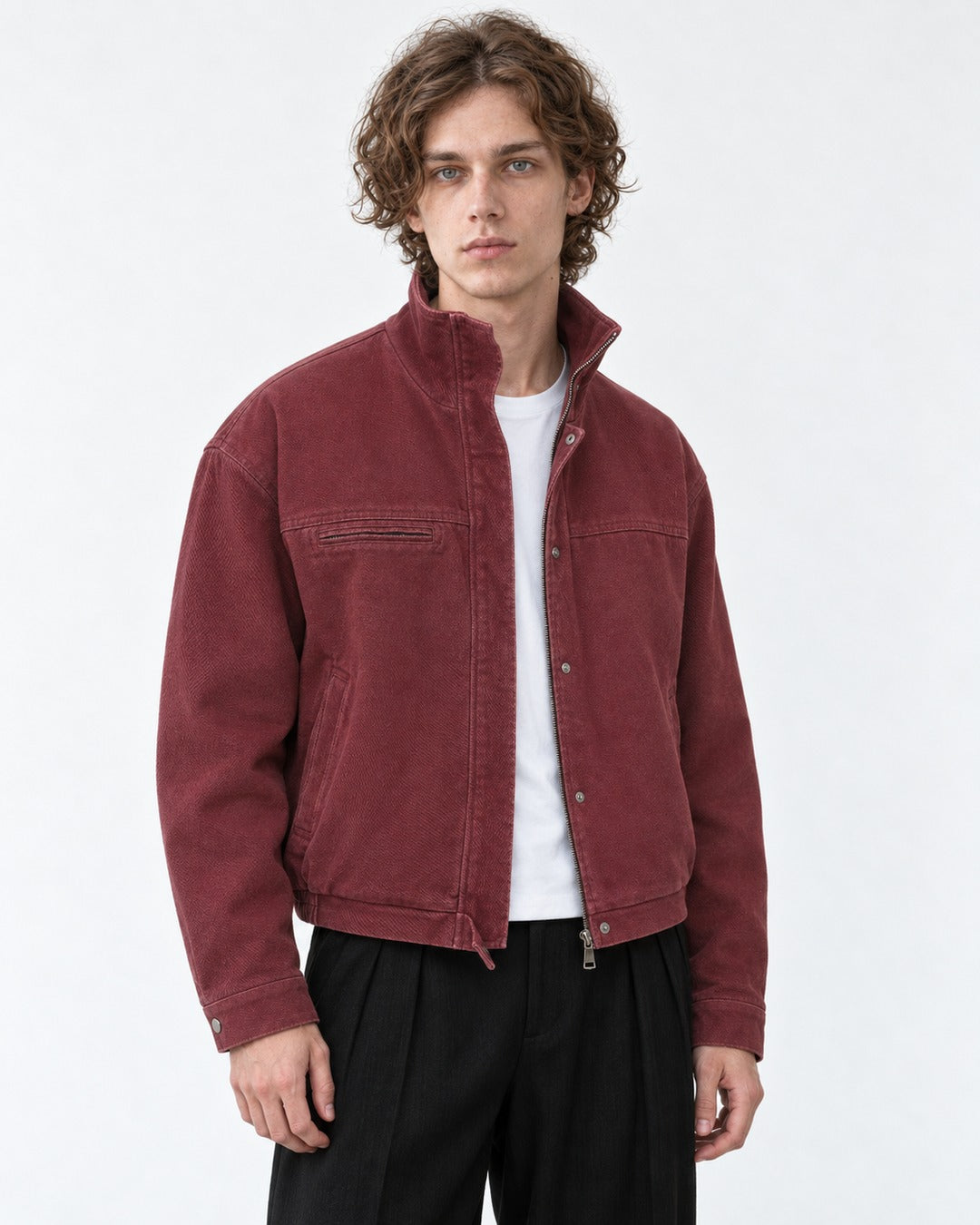 Washed Stand-Collar Jacket