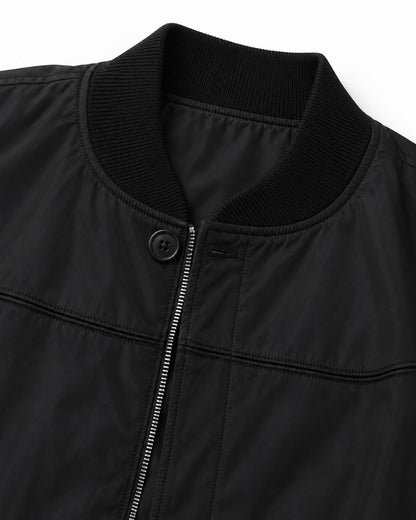 Snap Placket Ribbed Bomber Jacket