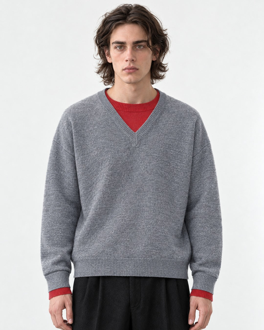 Contrast Trim V-Neck Sweater