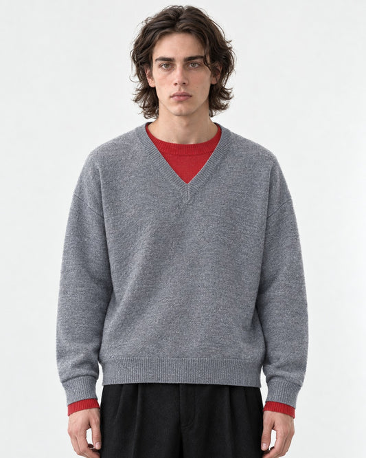 Contrast Trim V-Neck Sweater
