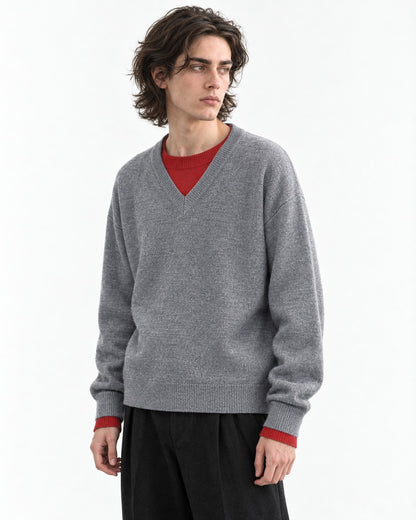 Contrast Trim V-Neck Sweater