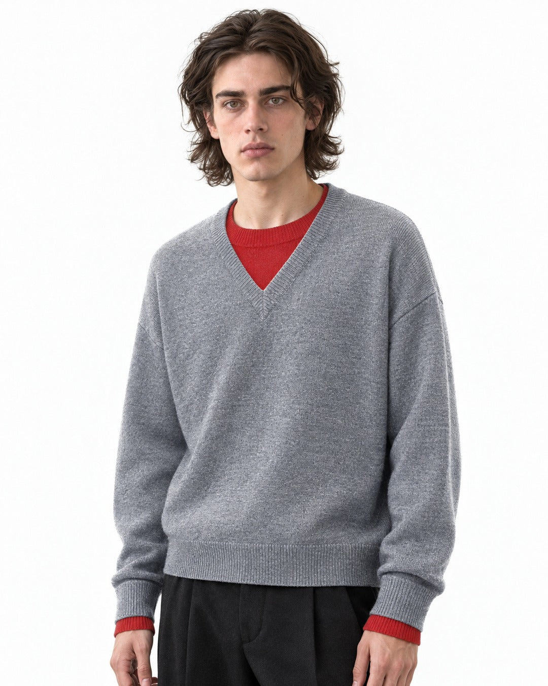 Contrast Trim V-Neck Sweater