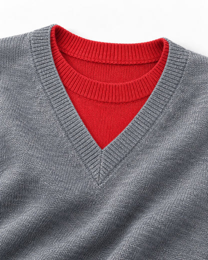 Contrast Trim V-Neck Sweater