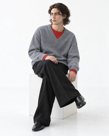Contrast Trim V-Neck Sweater