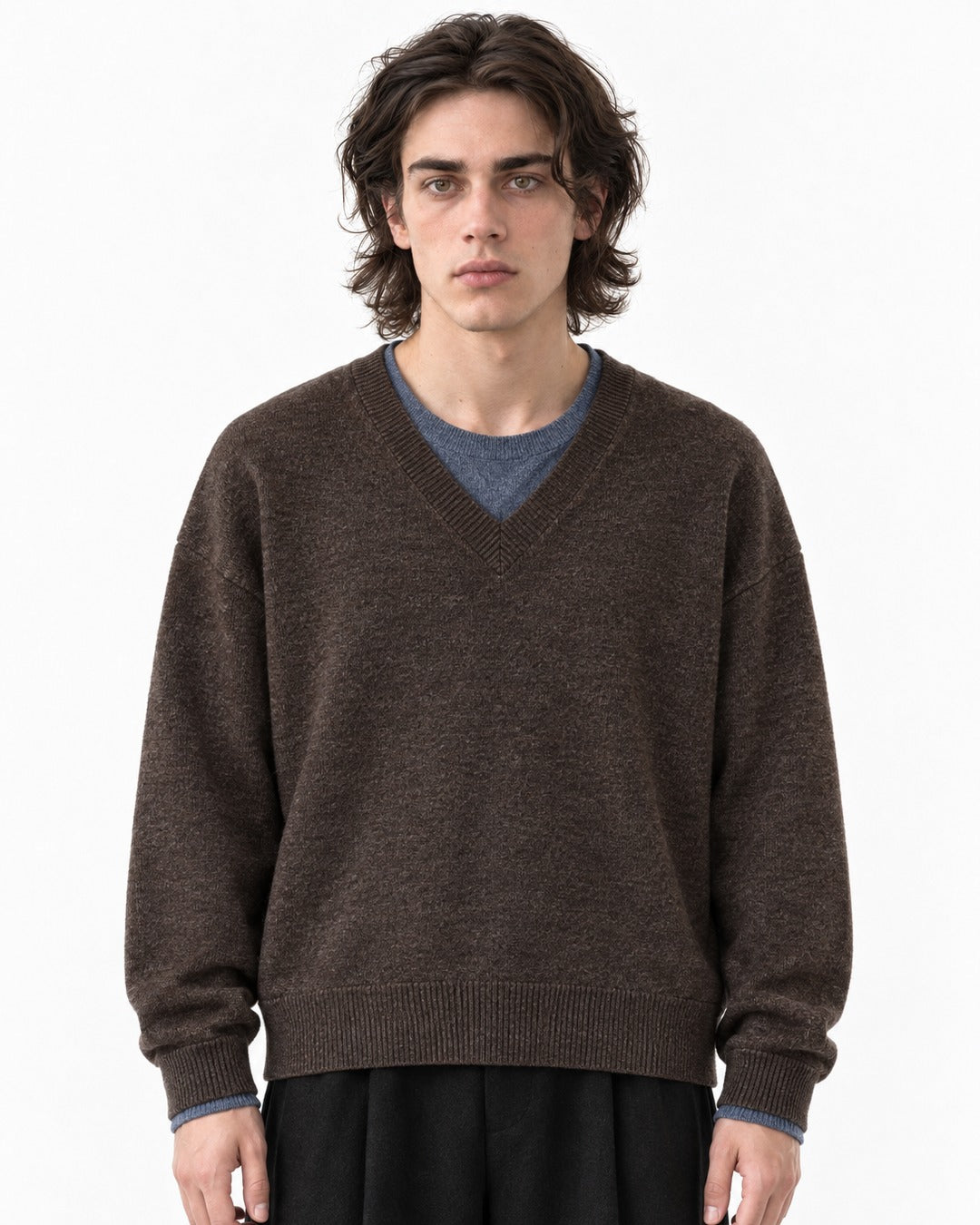Contrast Trim V-Neck Sweater