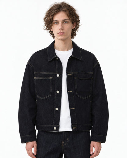 Collared Snap Trucker Jacket Setup