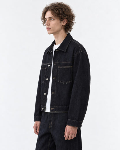 Collared Snap Trucker Jacket Setup