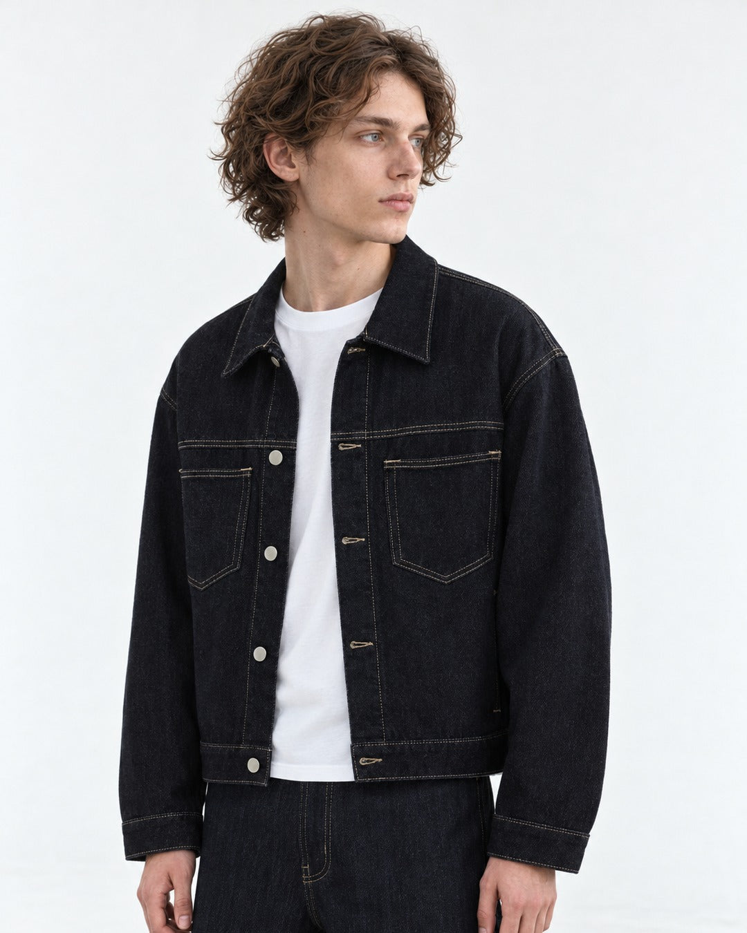 Collared Snap Trucker Jacket Setup