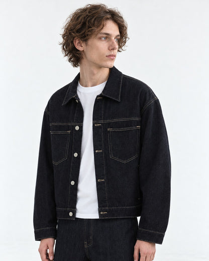 Collared Snap Trucker Jacket Setup