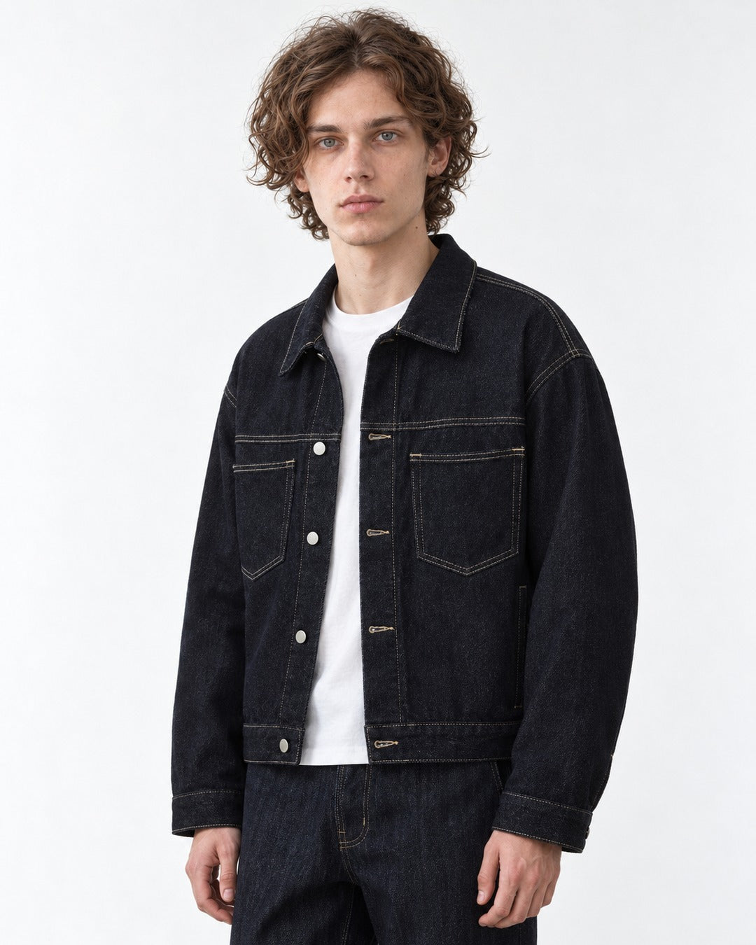 Collared Snap Trucker Jacket Setup