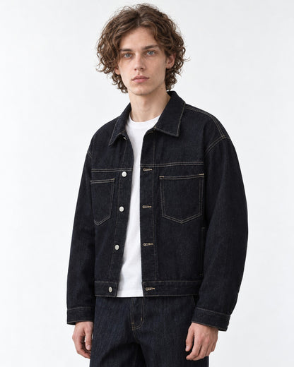 Collared Snap Trucker Jacket Setup