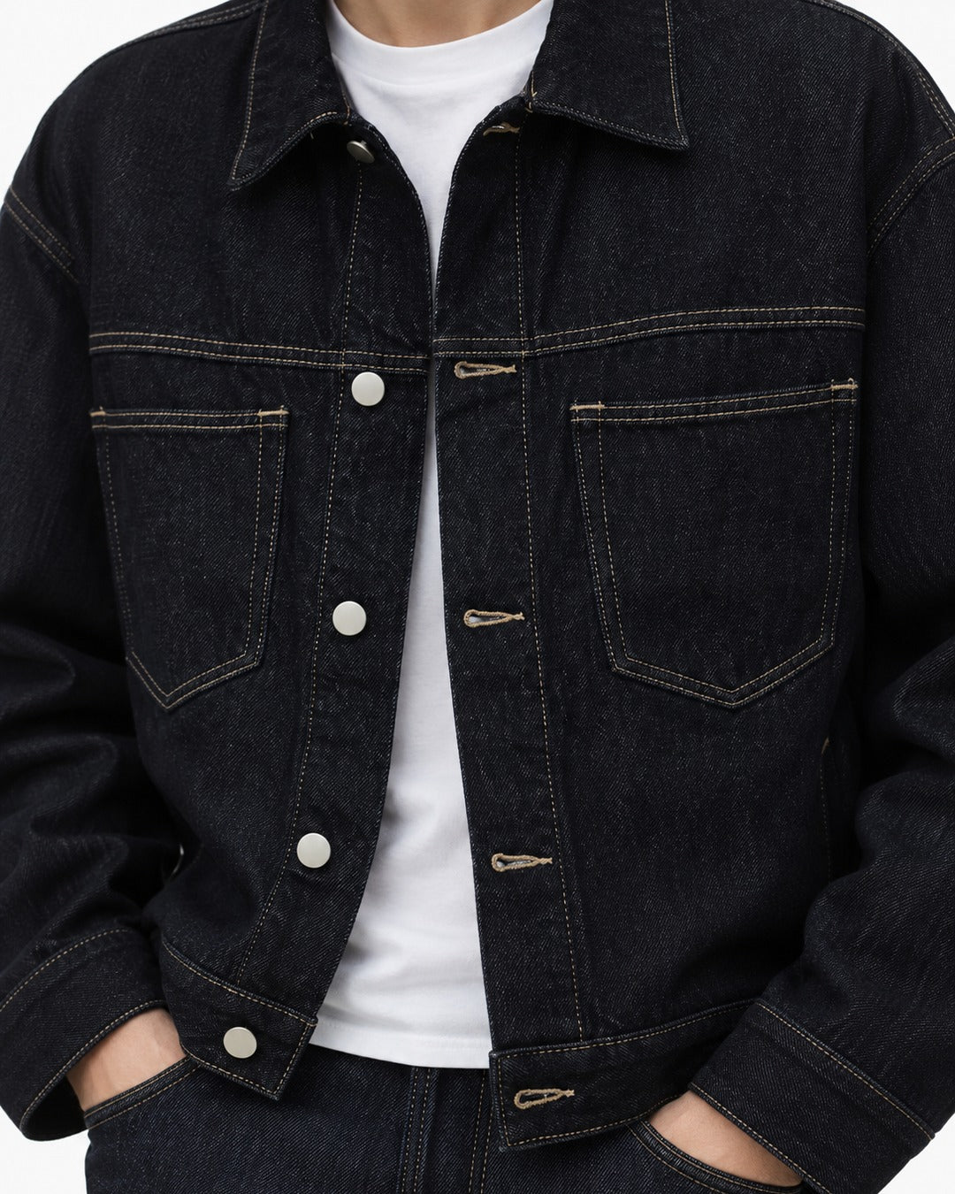 Collared Snap Trucker Jacket Setup