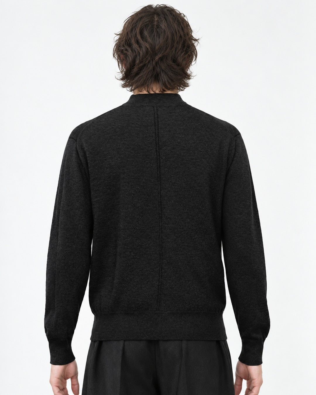 Diagonal Button Mock Neck Sweater