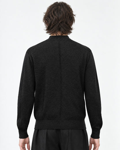 Diagonal Button Mock Neck Sweater