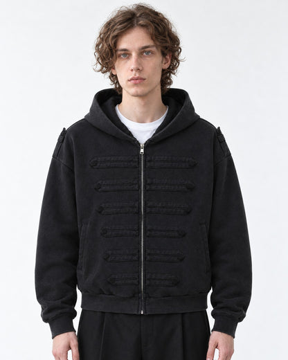 Stand-Collar Snap-Button Military Jacket