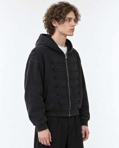 Stand-Collar Snap-Button Military Jacket