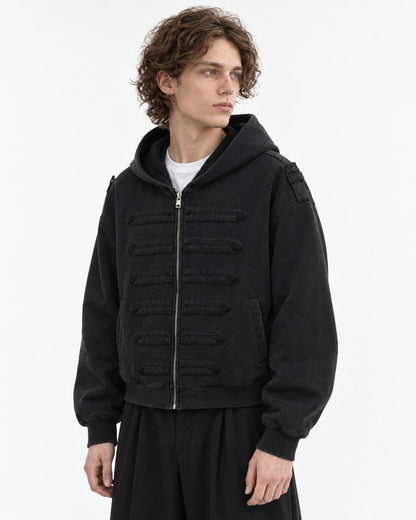 Stand-Collar Snap-Button Military Jacket
