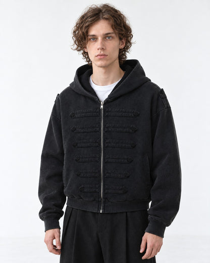 Stand-Collar Snap-Button Military Jacket