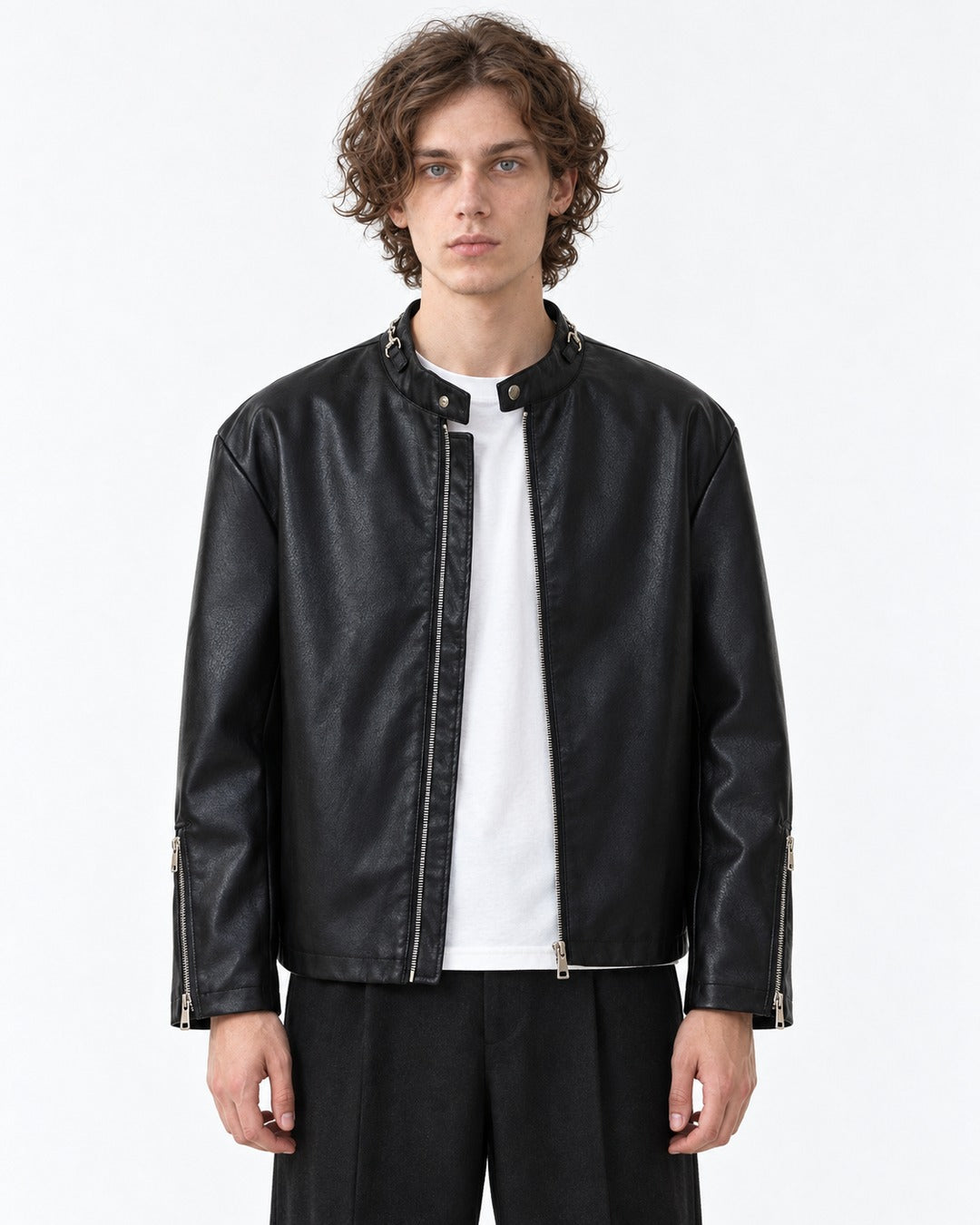 Ring Collar Zip Cuff Racer Jacket