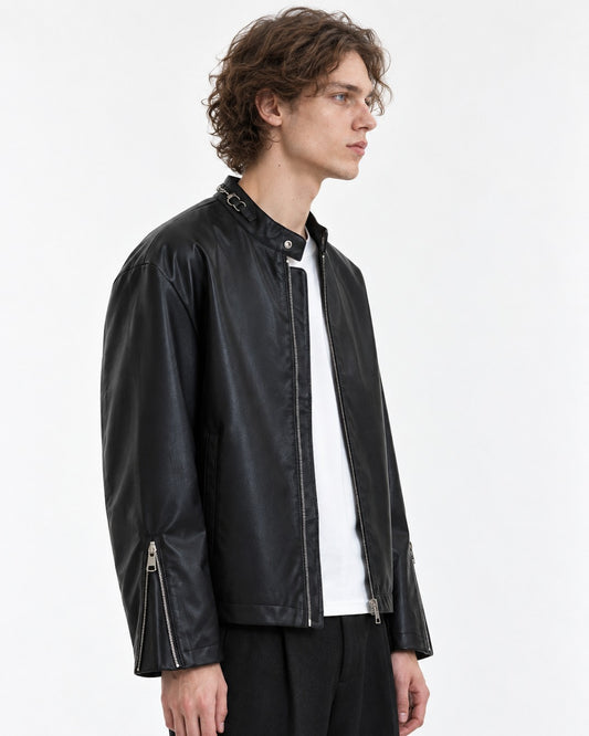Ring Collar Zip Cuff Racer Jacket