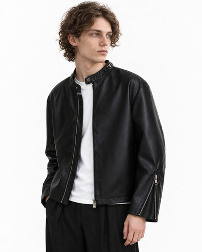 Ring Collar Zip Cuff Racer Jacket