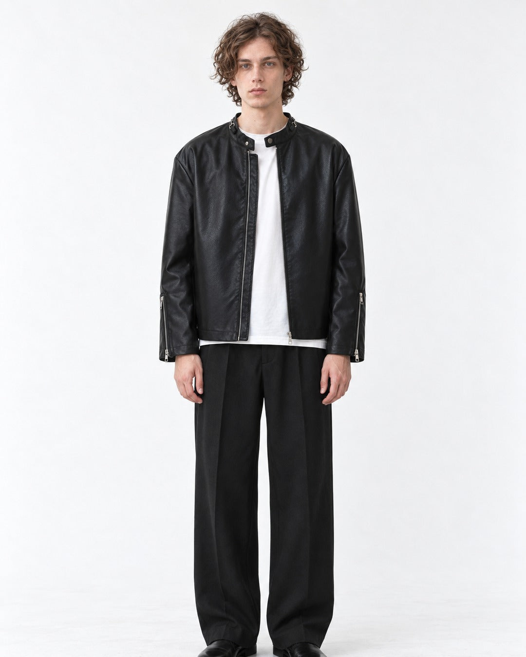 Ring Collar Zip Cuff Racer Jacket