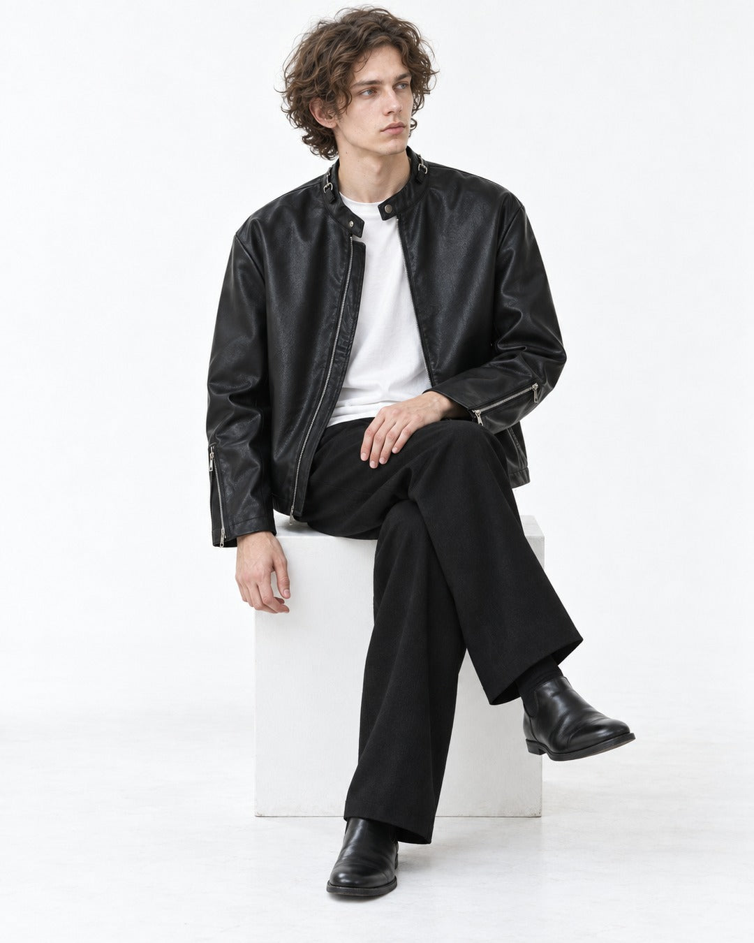 Ring Collar Zip Cuff Racer Jacket