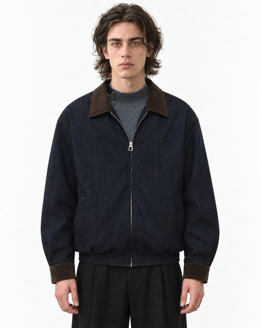 Two-Tone Collar Zip-Front Jacket