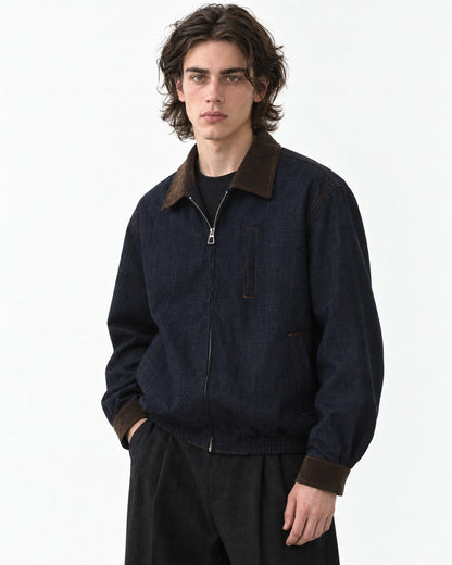 Two-Tone Collar Zip-Front Jacket