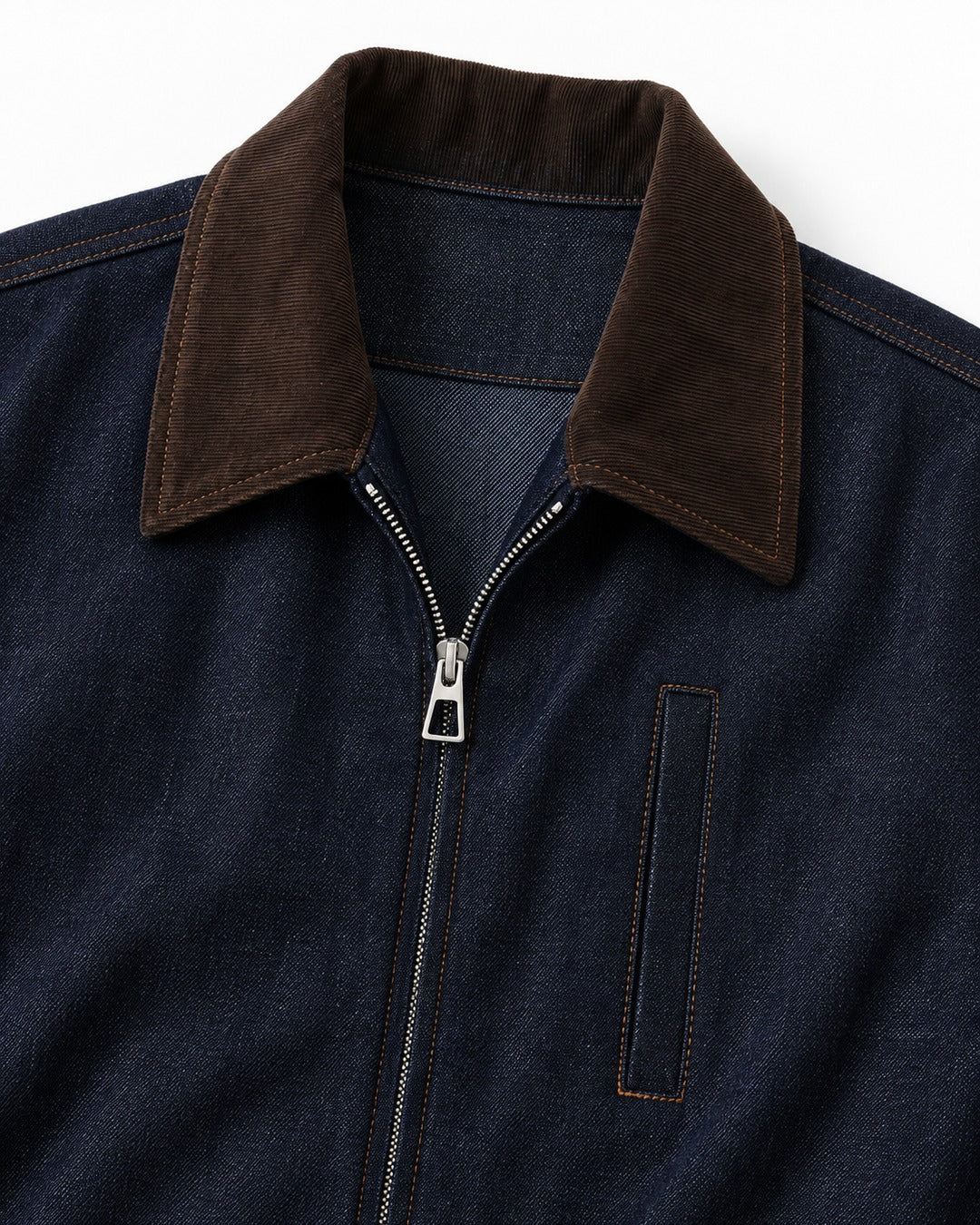 Two-Tone Collar Zip-Front Jacket