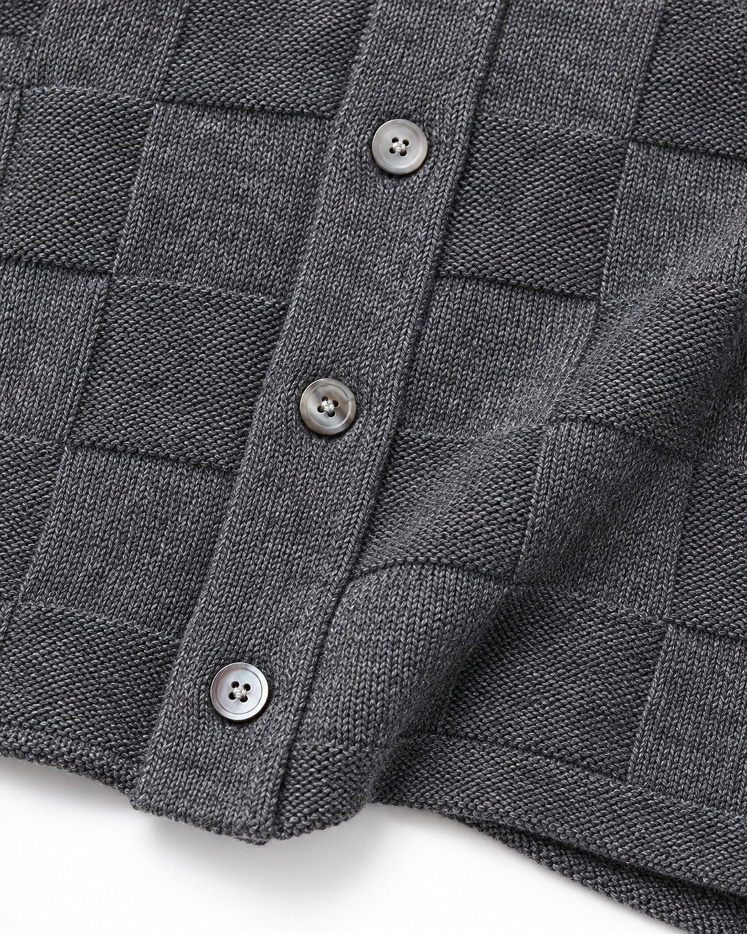 Checkerboard-Knit Button Cardigan