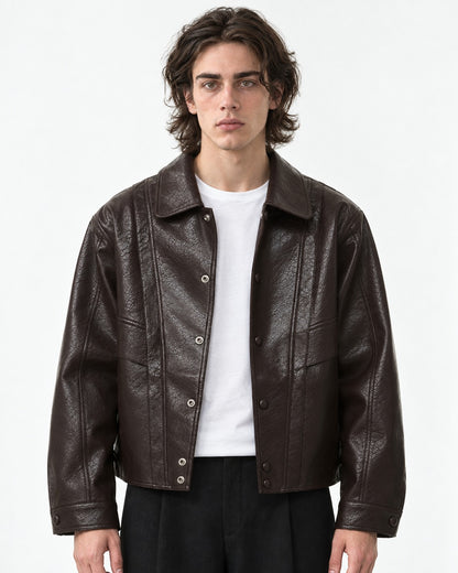 Paneled Snap-Front Boxy Jacket