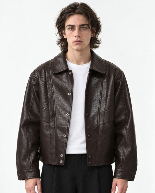Paneled Snap-Front Boxy Jacket