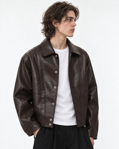Paneled Snap-Front Boxy Jacket