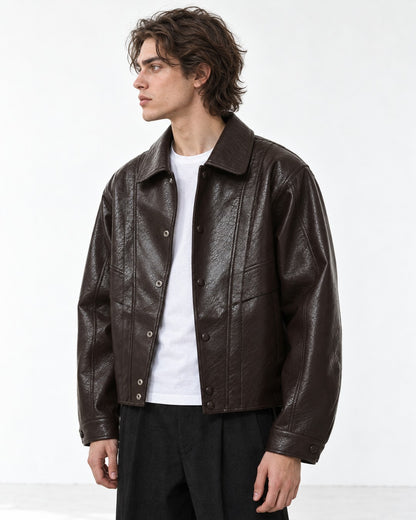 Paneled Snap-Front Boxy Jacket