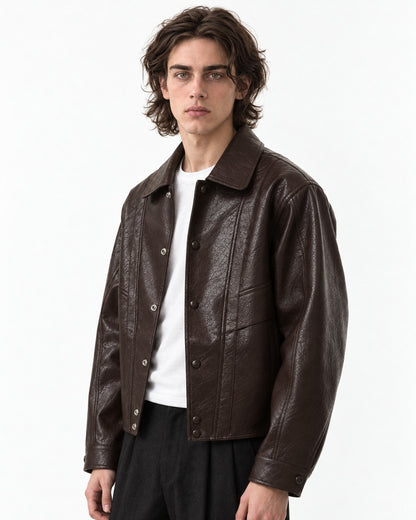 Paneled Snap-Front Boxy Jacket
