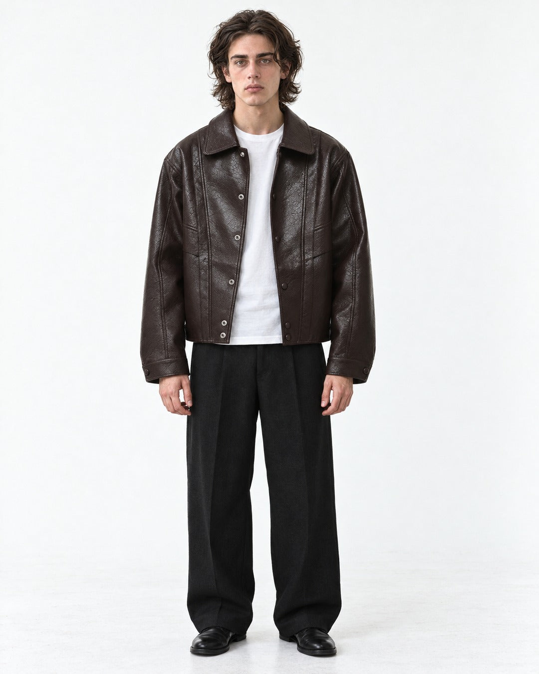 Paneled Snap-Front Boxy Jacket