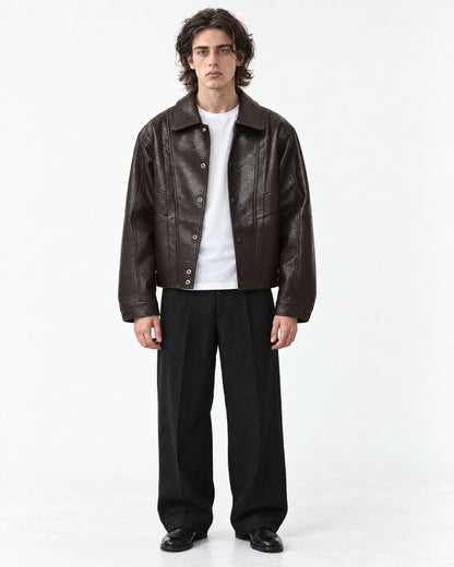 Paneled Snap-Front Boxy Jacket