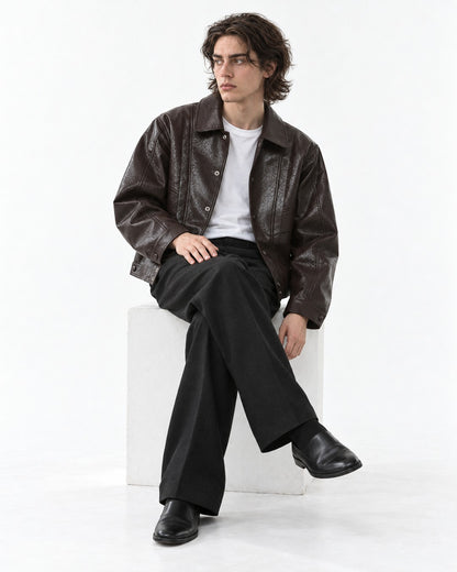 Paneled Snap-Front Boxy Jacket