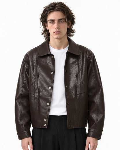 Paneled Snap-Front Boxy Jacket