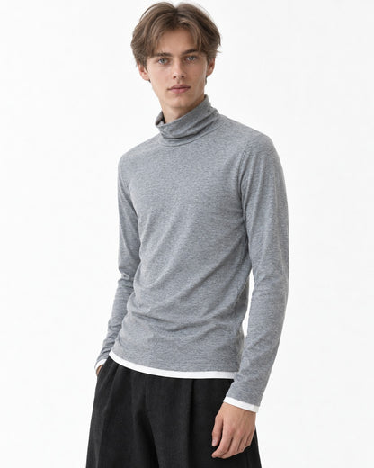 Layered-Hem High-Neck Top