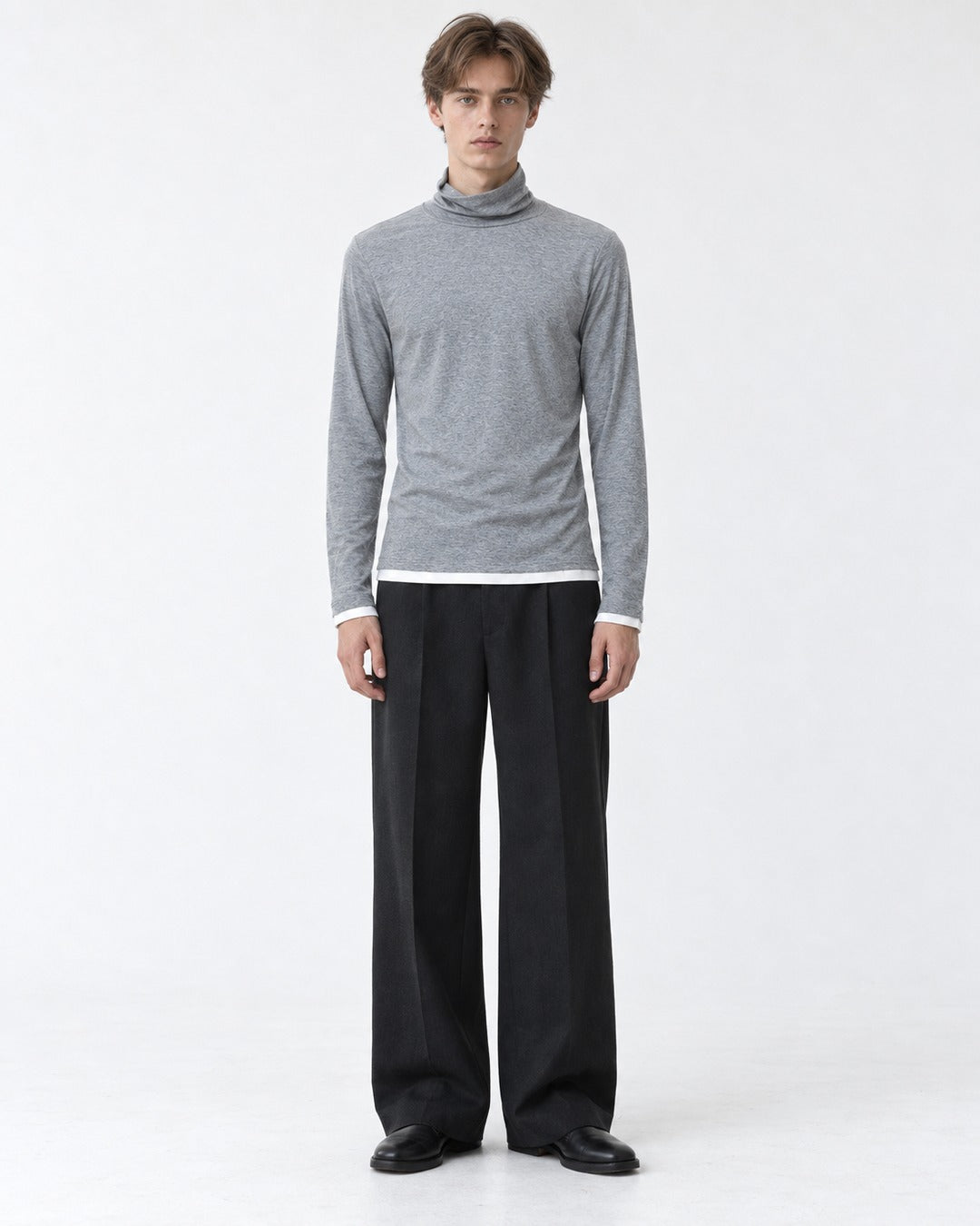 Layered-Hem High-Neck Top